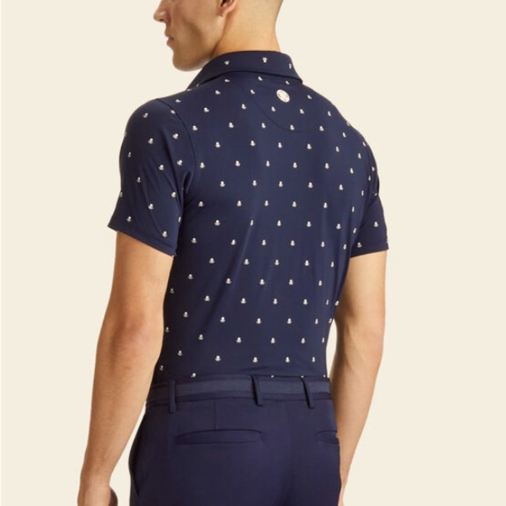 G/Fore. “SKULL & T'S ICE NYLON MODERN SPREAD COLLAR POLO”.